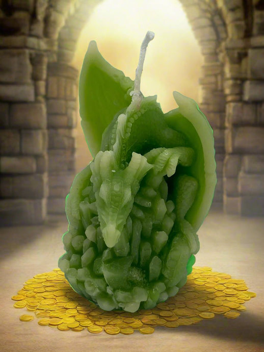 Green Dragon Molded Beeswax Candle