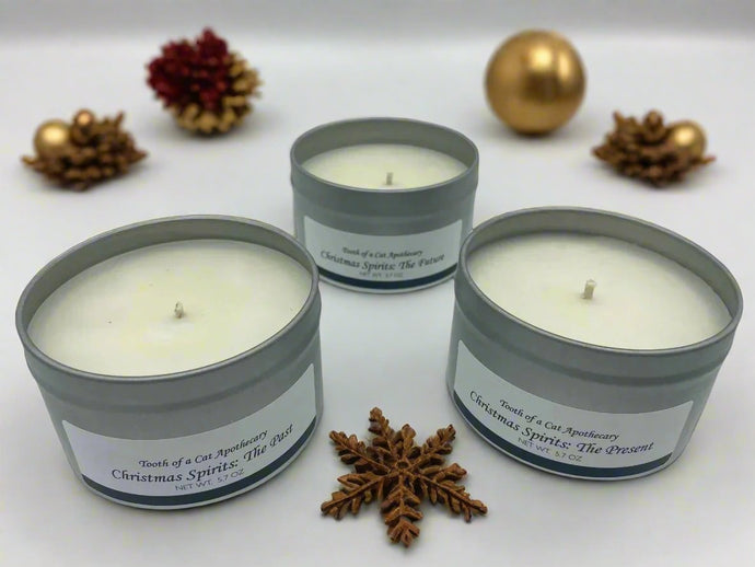 A Christmas Carol Inspired, Christmas Spirits Candle Set